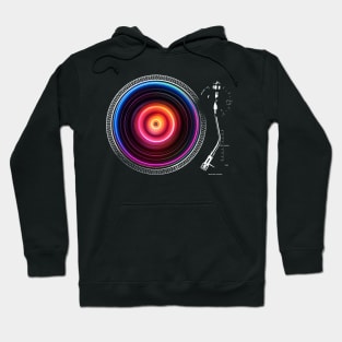 Turntable - spinning record - neon lights version Hoodie